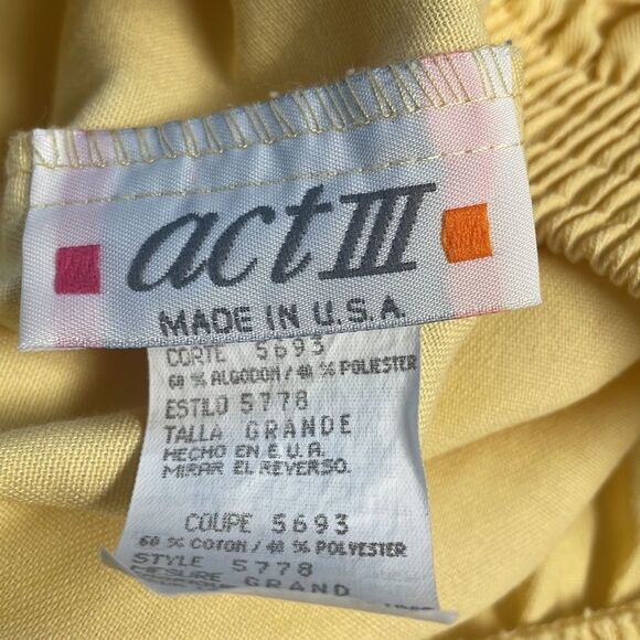 Act III Ladies Vintage Yellow Elastic Waist Skirt, Size Large - Picture 5 of 5